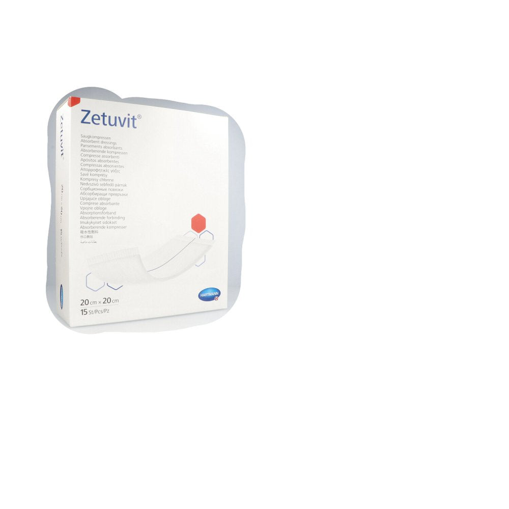 Das Produktfoto zeigt Zetuvit Saugkompressen Steril 20x20 Cm (15 stk) PZN 09178679