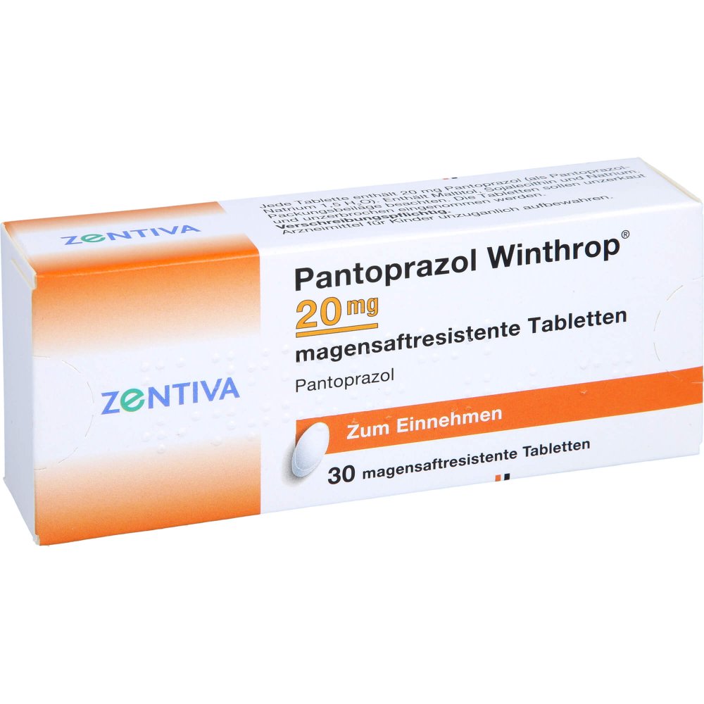 Das Produktfoto zeigt Pantoprazol Winthrop 20 Mg Magensaftres.Tabletten (30 stk) PZN 09190657