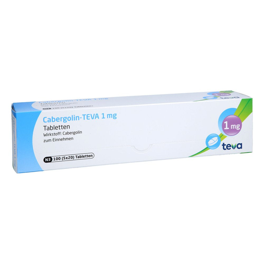 Das Produktfoto zeigt Cabergolin Teva 1 Mg Tabletten (100 stk) PZN 09191881