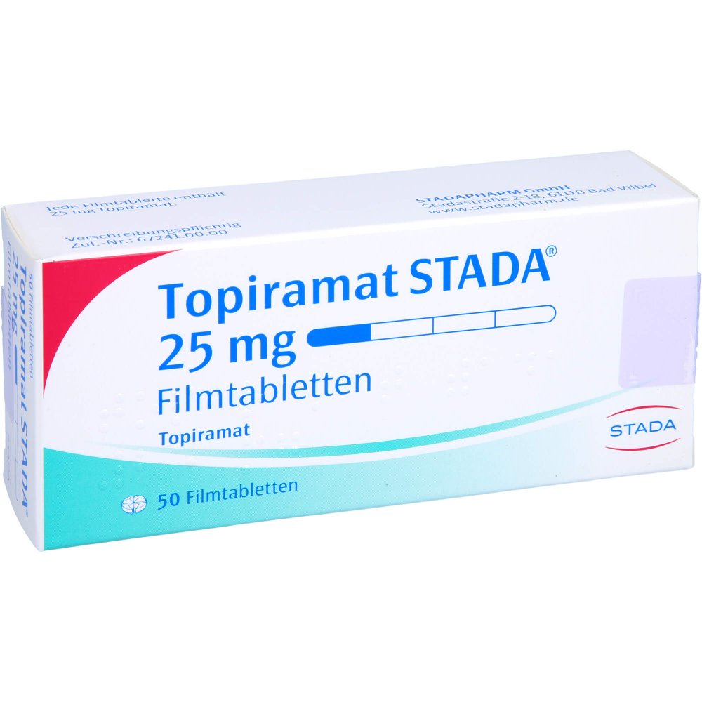 Das Produktfoto zeigt Topiramat Stada 25 Mg Filmtabletten (50 stk) PZN 09195330