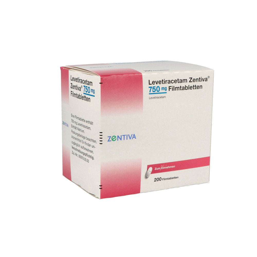 Das Produktfoto zeigt Levetiracetam Zentiva 750 Mg Filmtabletten (200 stk) PZN 09199380