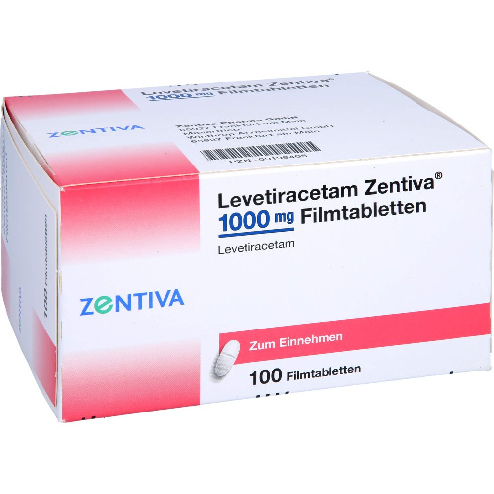 Das Produktfoto zeigt Levetiracetam Zentiva 1000 Mg Filmtabletten (100 stk) PZN 09199405
