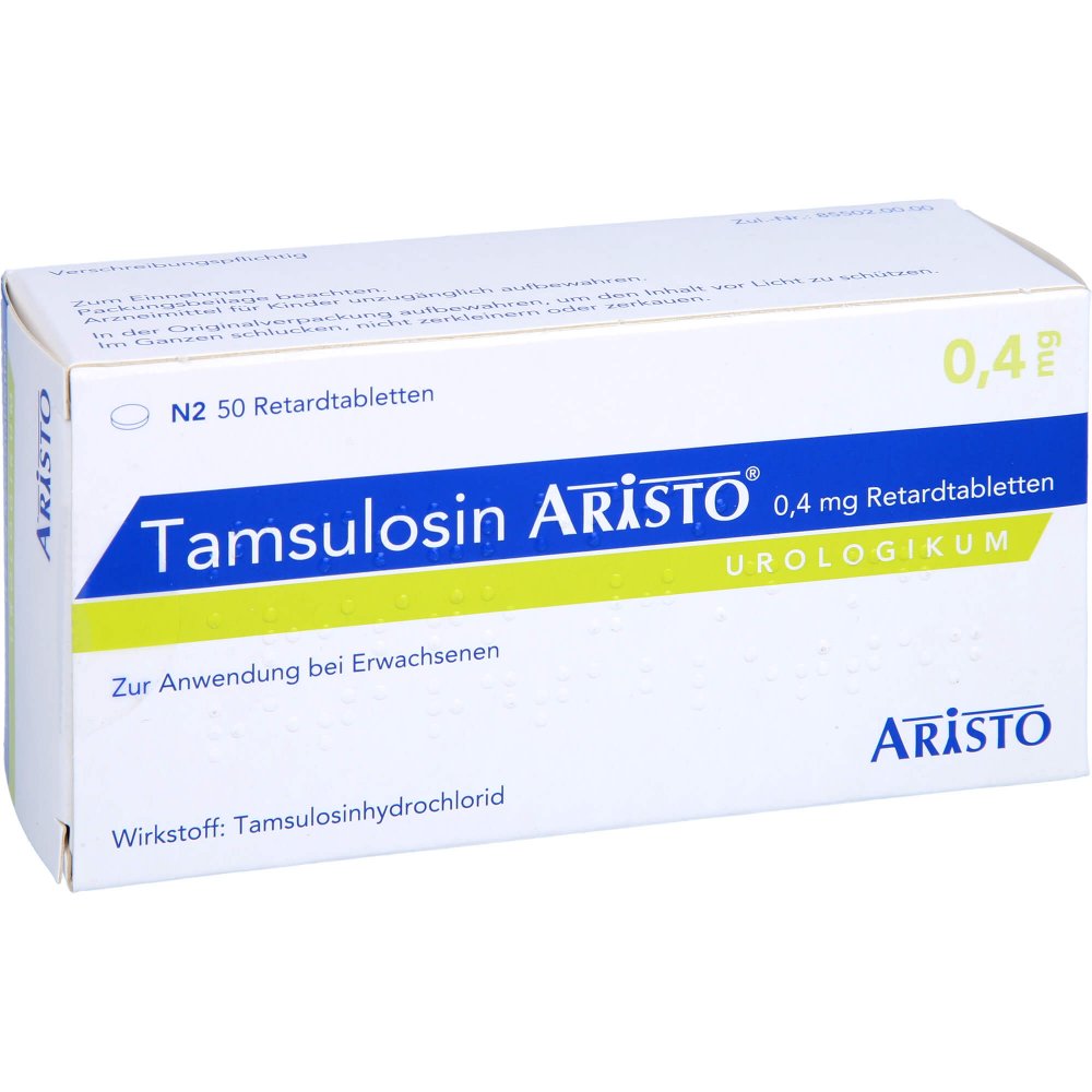 Das Produktfoto zeigt Tamsulosin Aristo 0,4 Mg Retardtabletten (50 stk) PZN 09205577