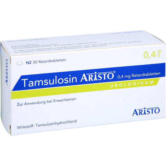 Das Produktfoto zeigt Tamsulosin Aristo 0,4 Mg Retardtabletten (50 stk) PZN 09205577