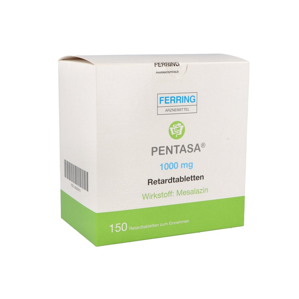Das Produktfoto zeigt Pentasa 1.000 Mg Retardtabletten (150 stk) PZN 09205910