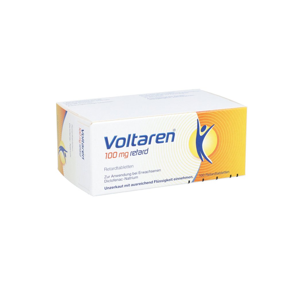 Das Produktfoto zeigt Voltaren 100 Mg Retard Retardtabletten (100 stk) PZN 09206157