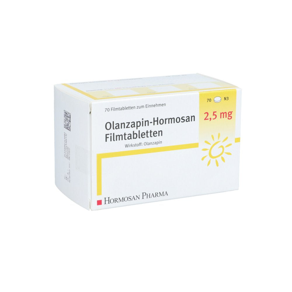 Das Produktfoto zeigt Olanzapin Hormosan 2,5 Mg Filmtabletten (70 stk) PZN 09214398