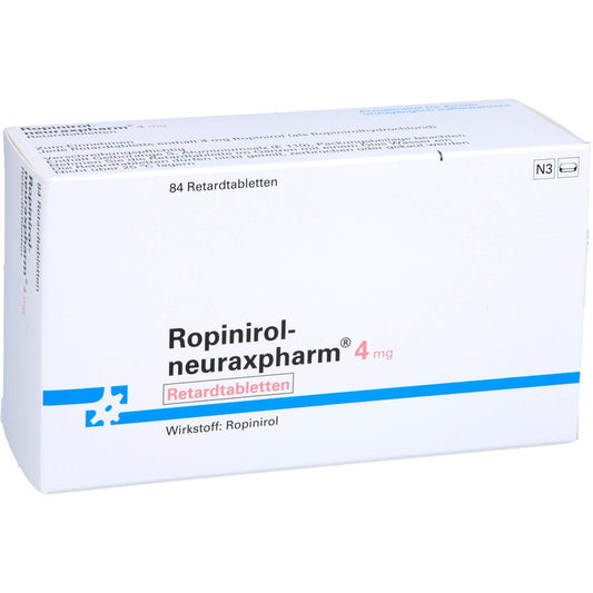 Das Produktfoto zeigt Ropinirol-Neuraxpharm 4 Mg Retardtabletten (84 stk) PZN 09228710