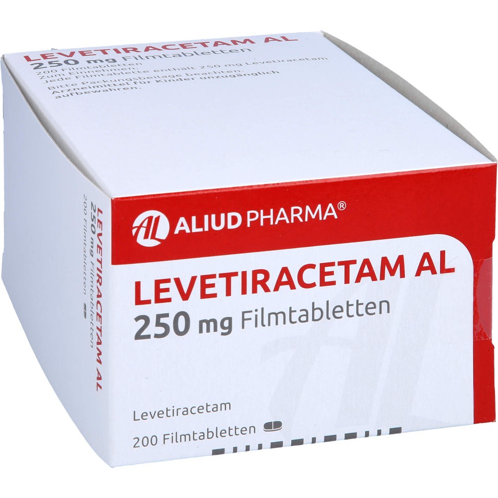 Das Produktfoto zeigt Levetiracetam Al 250 Mg Filmtabletten (200 stk) PZN 09228822