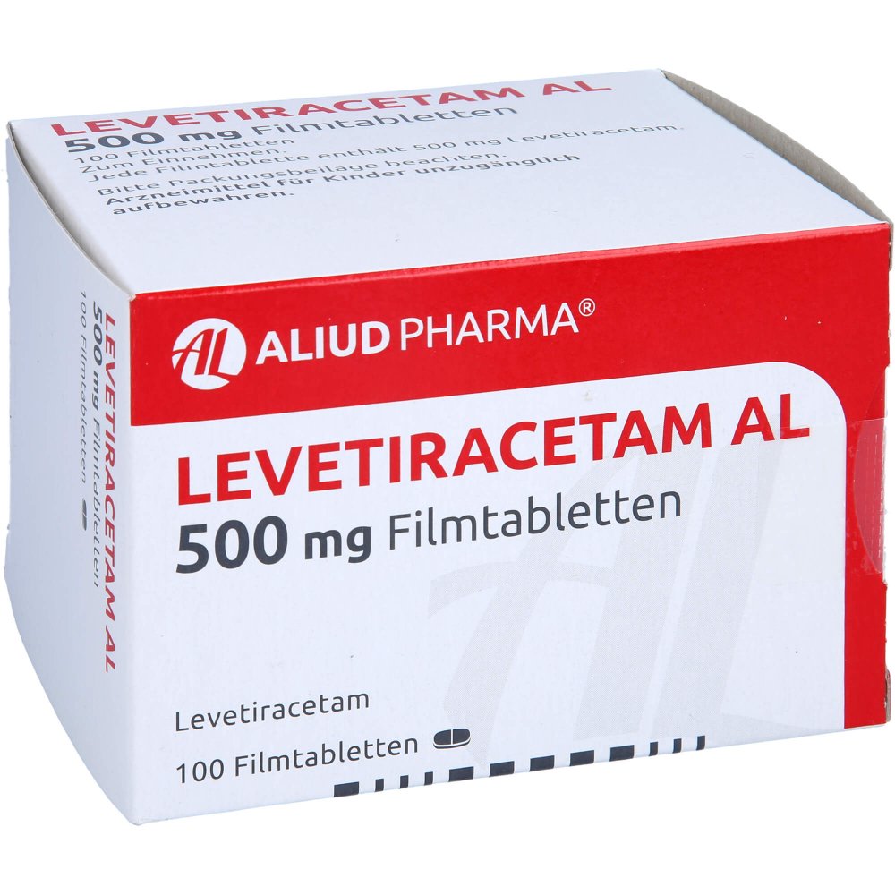 Das Produktfoto zeigt Levetiracetam Al 500 Mg Filmtabletten (100 stk) PZN 09228845