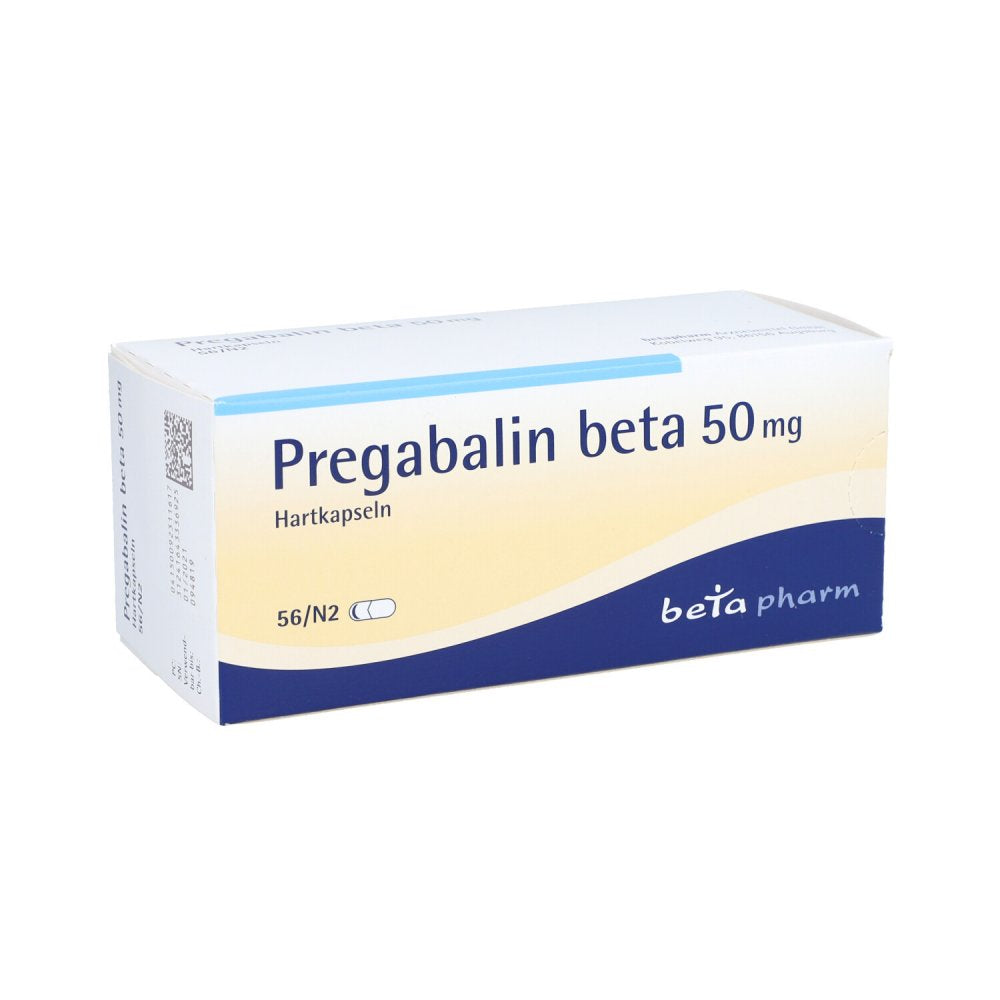 Das Produktfoto zeigt Pregabalin Beta 50 Mg Hartkapseln (56 stk) PZN 09231161