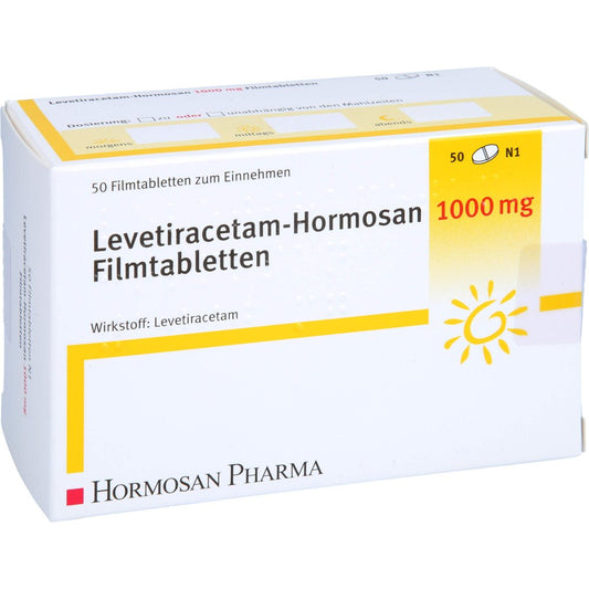 Das Produktfoto zeigt Levetiracetam Hormosan 1000 Mg Filmtabletten (50 stk) PZN 09234188