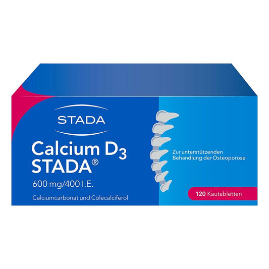 Das Produktfoto zeigt Calcium D3 Stada 600 Mg/400 I.E. Kautabletten (120 stk) PZN 09234314