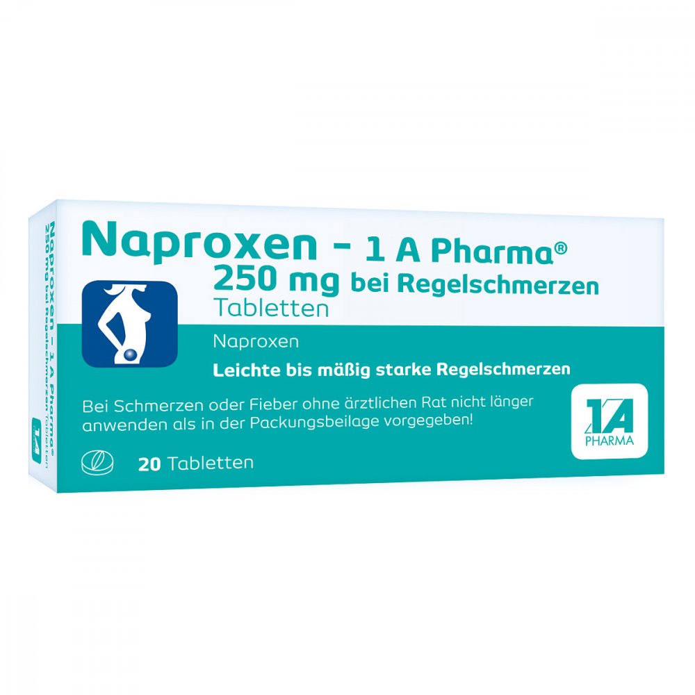 Naproxen-1a Pharma 250 Mg B.Regelschmerzen Tabl. (20 stk)