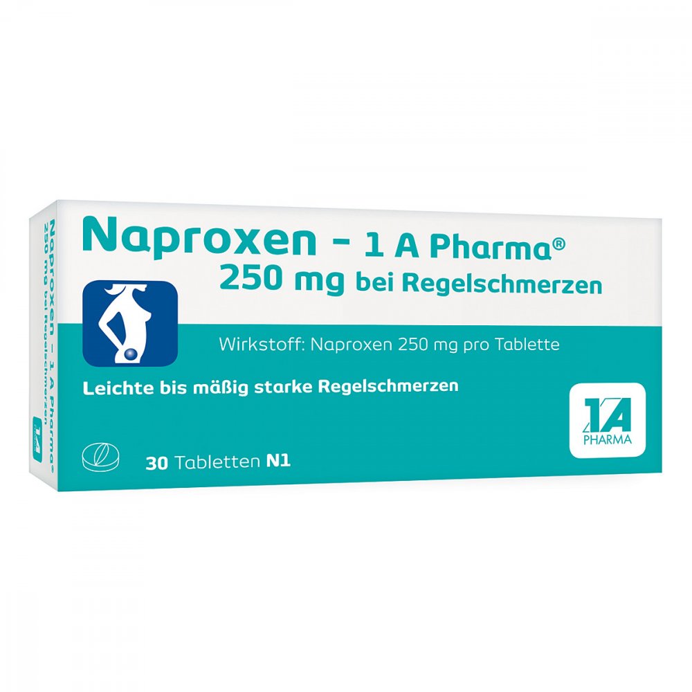 Naproxen-1a Pharma 250 Mg B.Regelschmerzen Tabl. (30 stk)