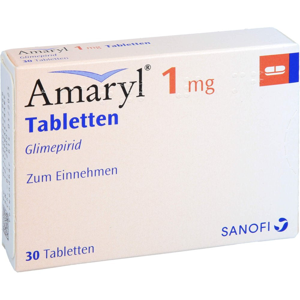 Das Produktfoto zeigt Amaryl 1 Mg Tabletten (30 stk) PZN 09262196