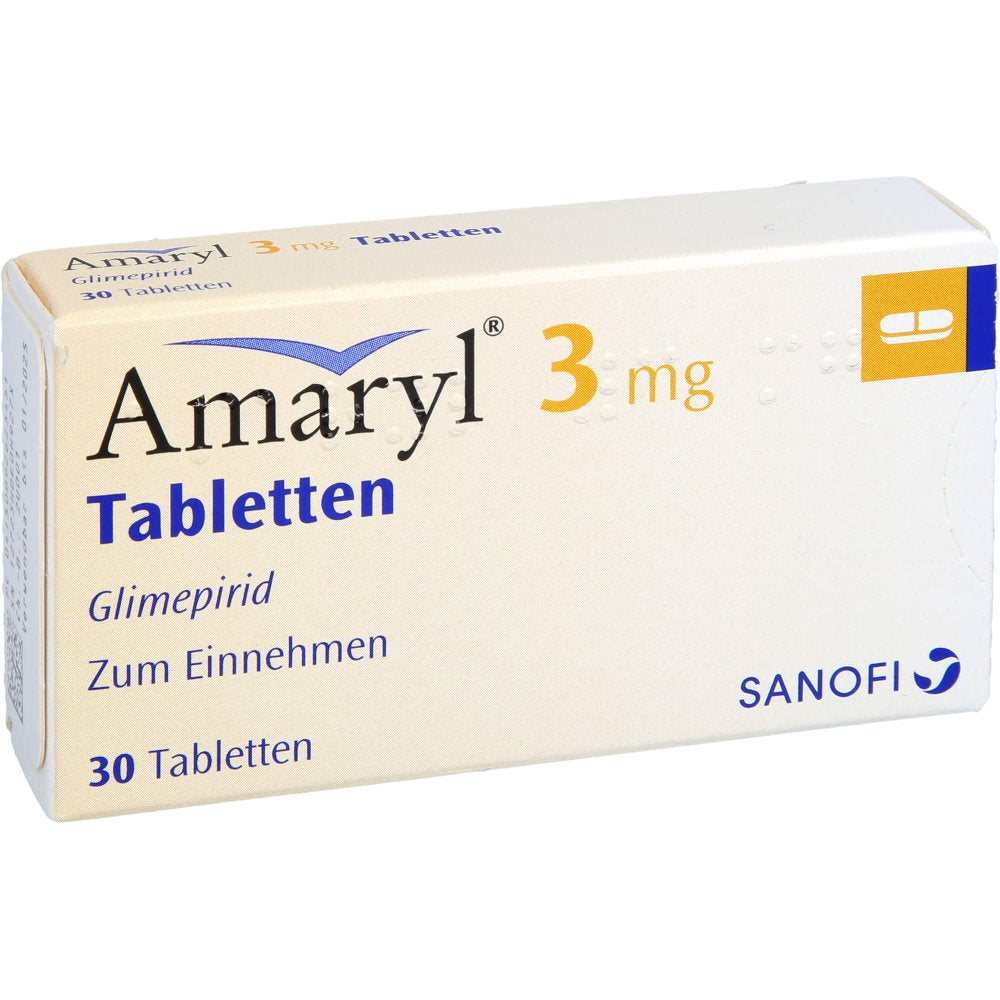 Das Produktfoto zeigt Amaryl 3 Mg Tabletten (30 stk) PZN 09262345