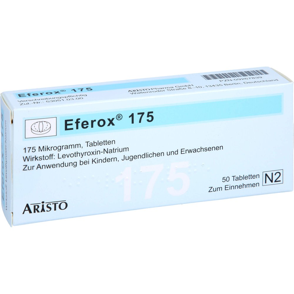 Das Produktfoto zeigt Eferox 175 Tabletten (50 stk) PZN 09267839