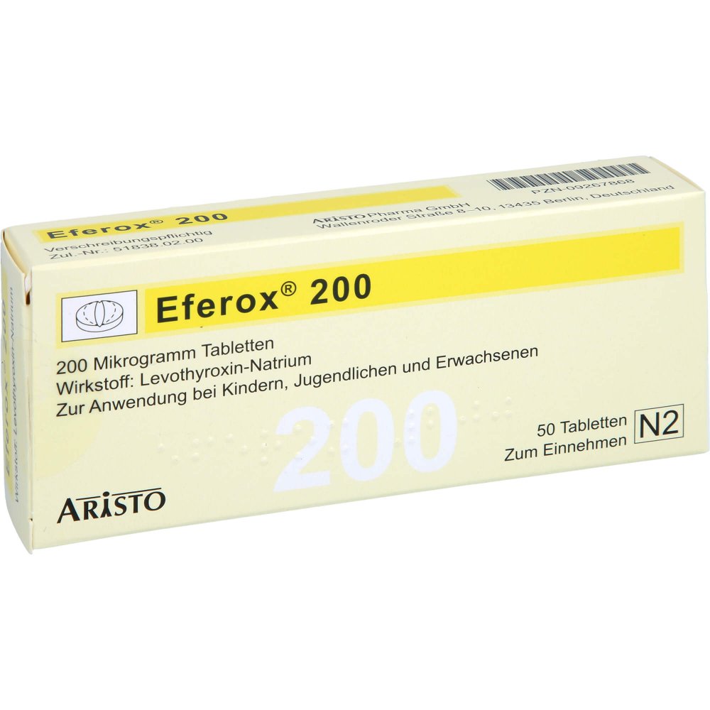 Das Produktfoto zeigt Eferox 200 Tabletten (50 stk) PZN 09267868