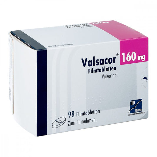Das Produktfoto zeigt Valsacor 160 Mg Filmtabletten (98 stk) PZN 09269666