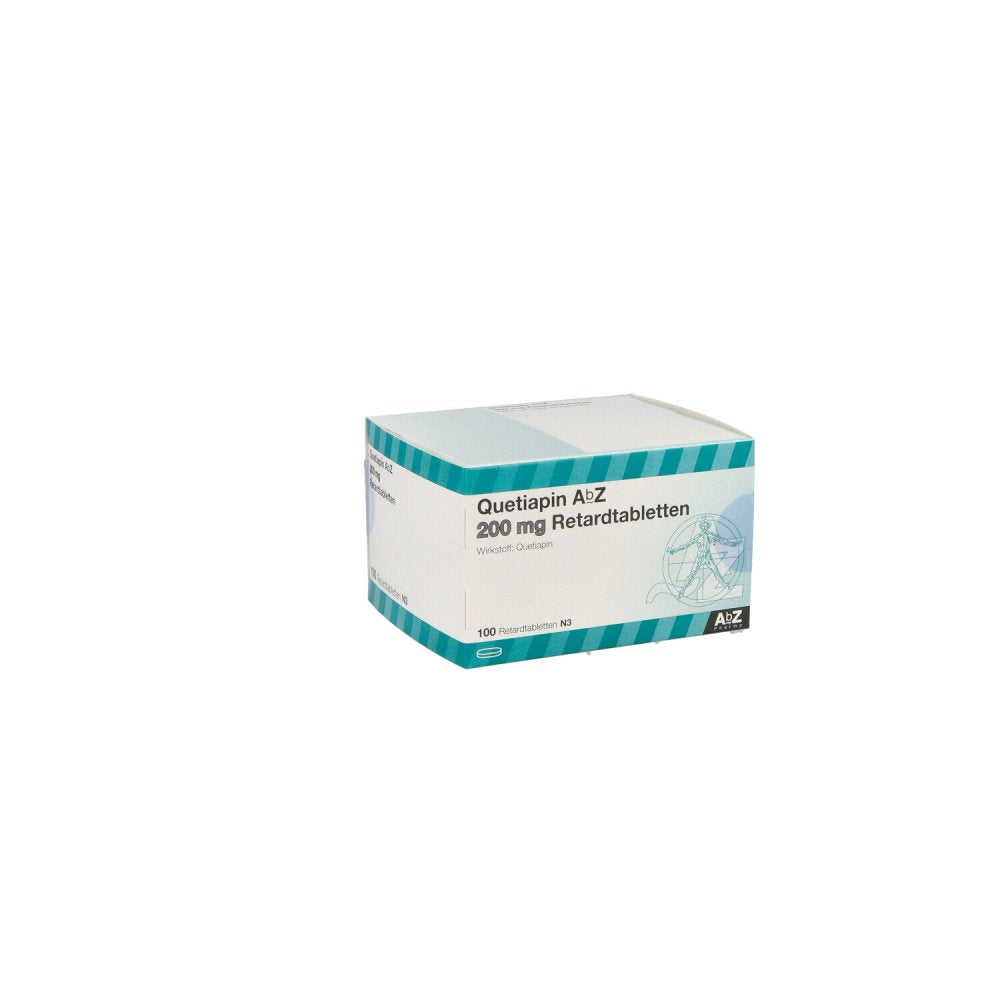 Das Produktfoto zeigt Quetiapin Abz 200 Mg Retardtabletten (100 stk) PZN 09272993