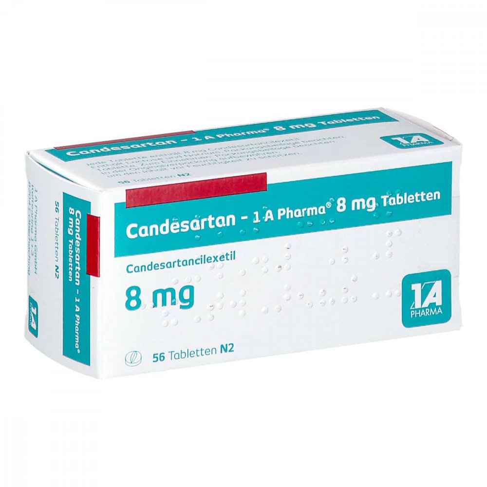 Das Produktfoto zeigt Candesartan-1a Pharma 8 Mg Tabletten (56 stk) PZN 09273142