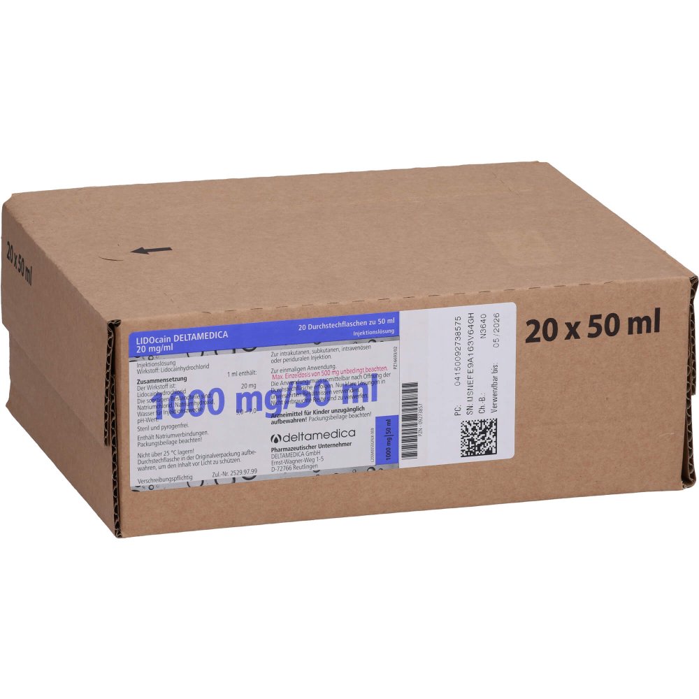 Lidocain Deltamedica 20 Mg/Ml Inj.-Lsg.Glas-Dsfl. (20X50 ml)