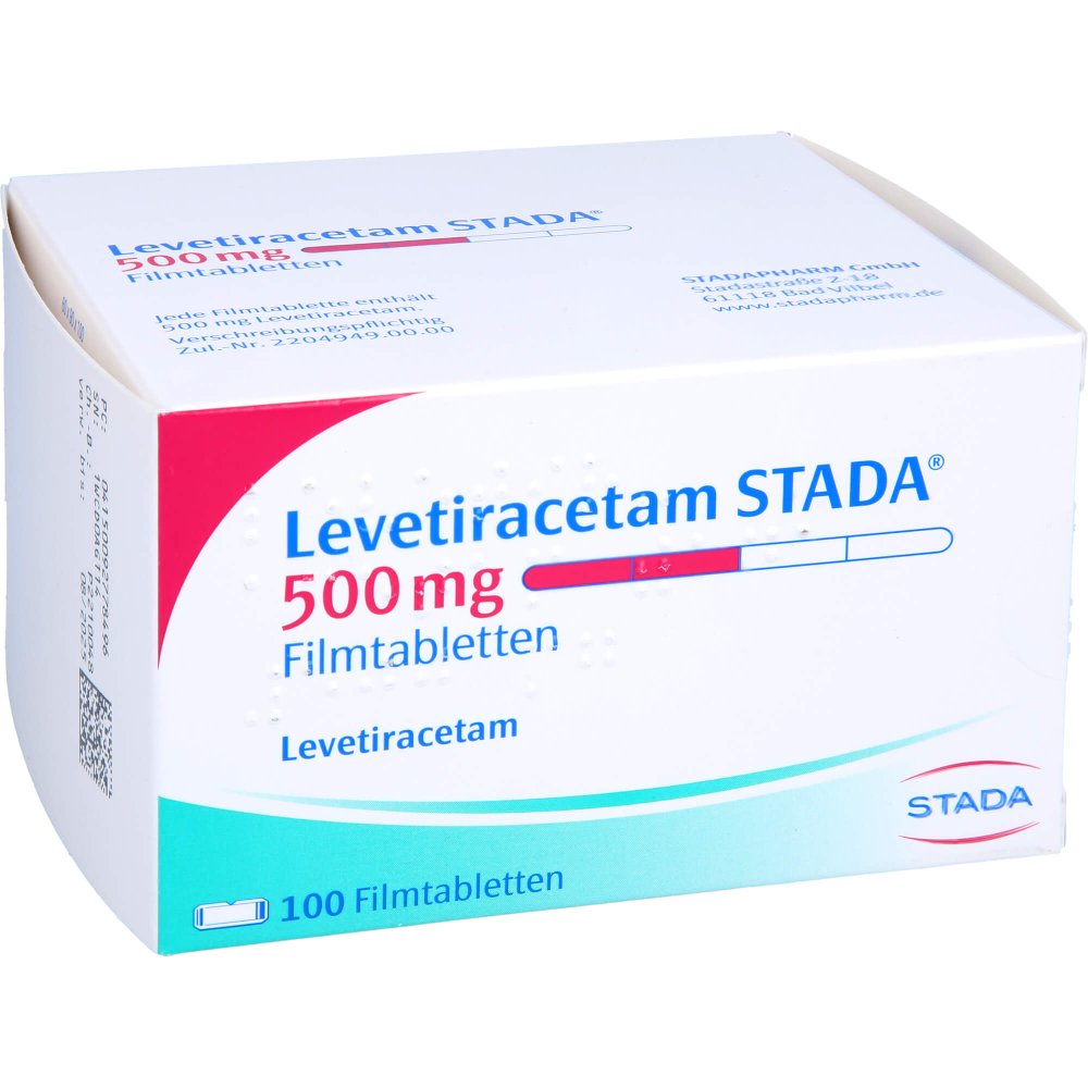 Das Produktfoto zeigt Levetiracetam Stada 500 Mg Filmtabletten (100 stk) PZN 09277849