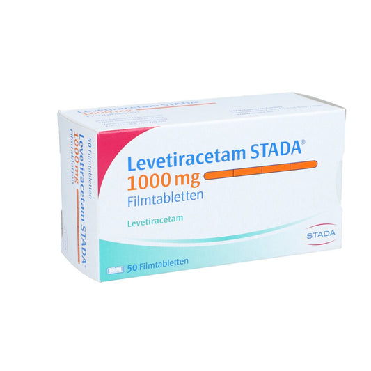 Das Produktfoto zeigt Levetiracetam Stada 1000 Mg Filmtabletten (50 stk) PZN 09277890