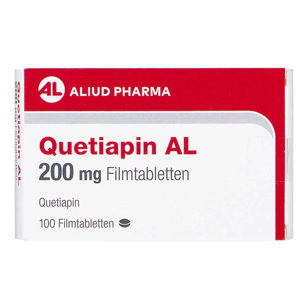 Das Produktfoto zeigt Quetiapin Al 200 Mg Filmtabletten (100 stk) PZN 09283583