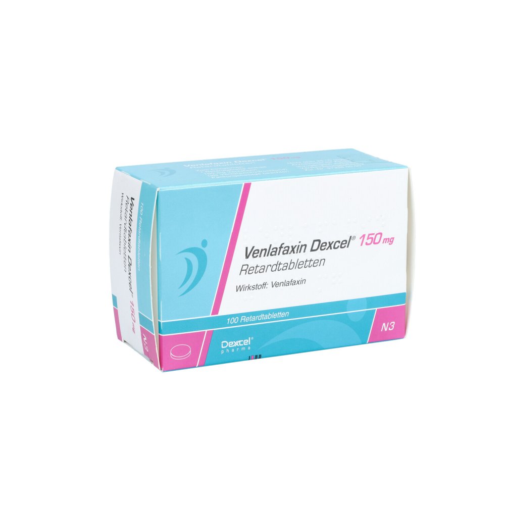 Das Produktfoto zeigt Venlafaxin Dexcel 150 Mg Retardtabletten (100 stk) PZN 09295824