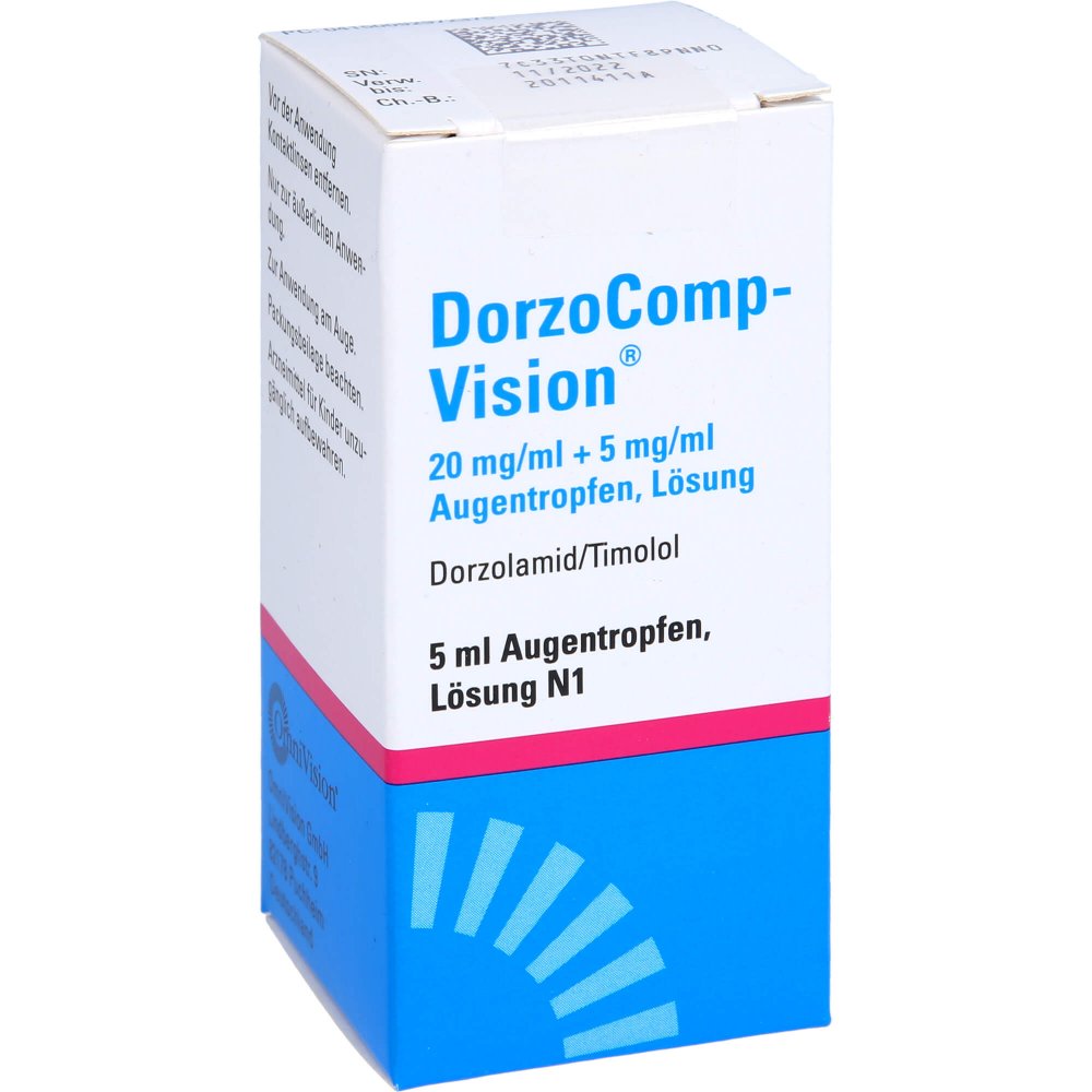 Das Produktfoto zeigt Dorzocomp-Vision 20 Mg/Ml + 5 Mg/Ml Augentropfen (5 ml) PZN 09297237