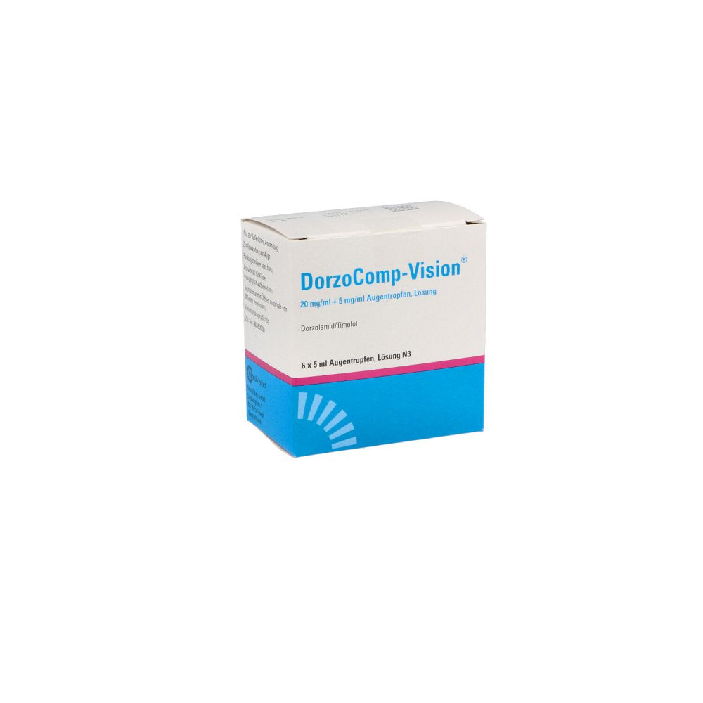 Das Produktfoto zeigt Dorzocomp-Vision 20 Mg/Ml + 5 Mg/Ml Augentropfen (6X5 ml) PZN 09297266