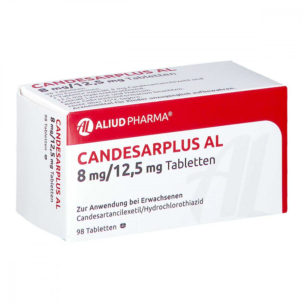 Das Produktfoto zeigt Candesarplus Al 8 Mg/12,5 Mg Tabletten (98 stk) PZN 09297645