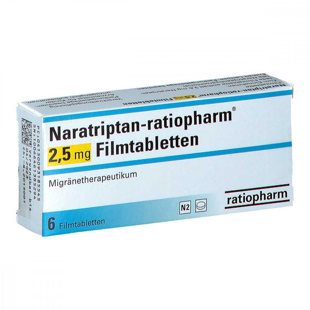 Naratriptan-Ratiopharm 2,5 Mg Filmtabletten (6 stk)