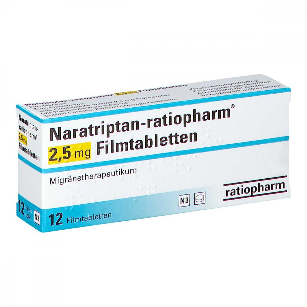 Naratriptan-Ratiopharm 2,5 Mg Filmtabletten (12 stk)