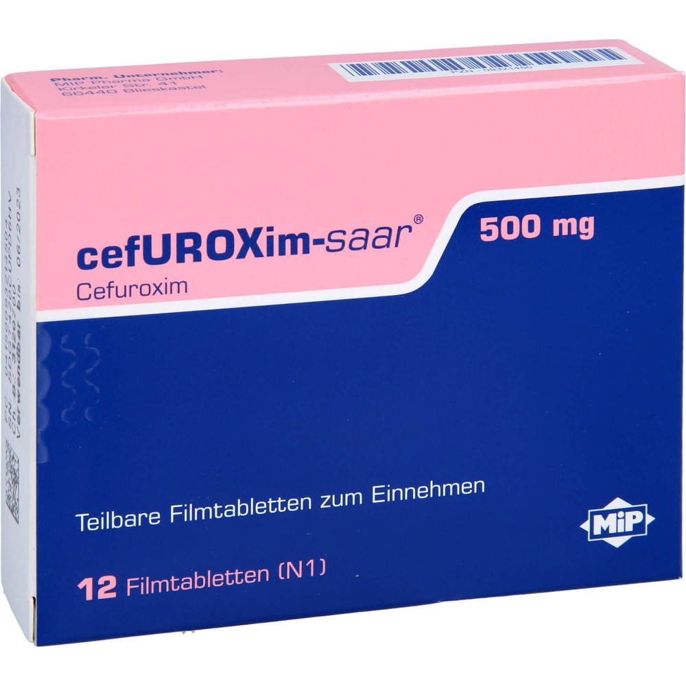 Das Produktfoto zeigt Cefuroxim-Saar 500 Mg Filmtabletten (12 stk) PZN 09321450