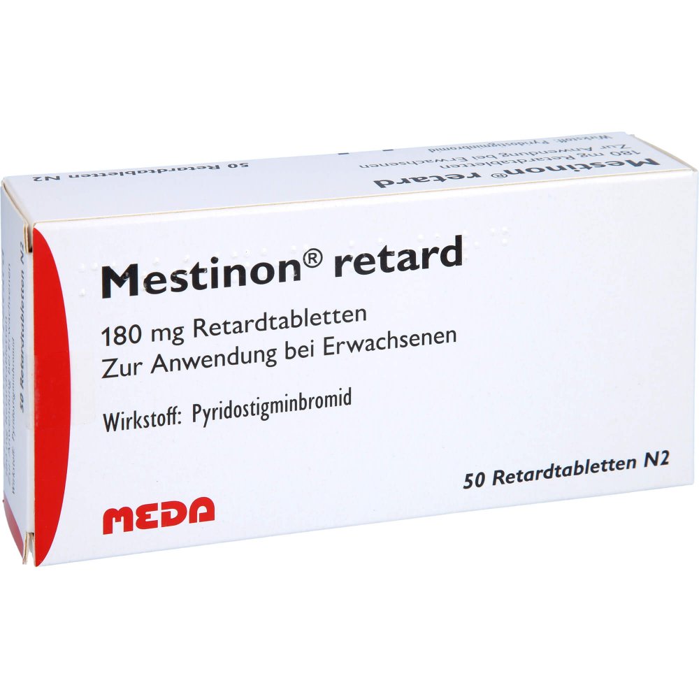 Das Produktfoto zeigt Mestinon Retard 180 Mg Retardtabletten (50 stk) PZN 09327524