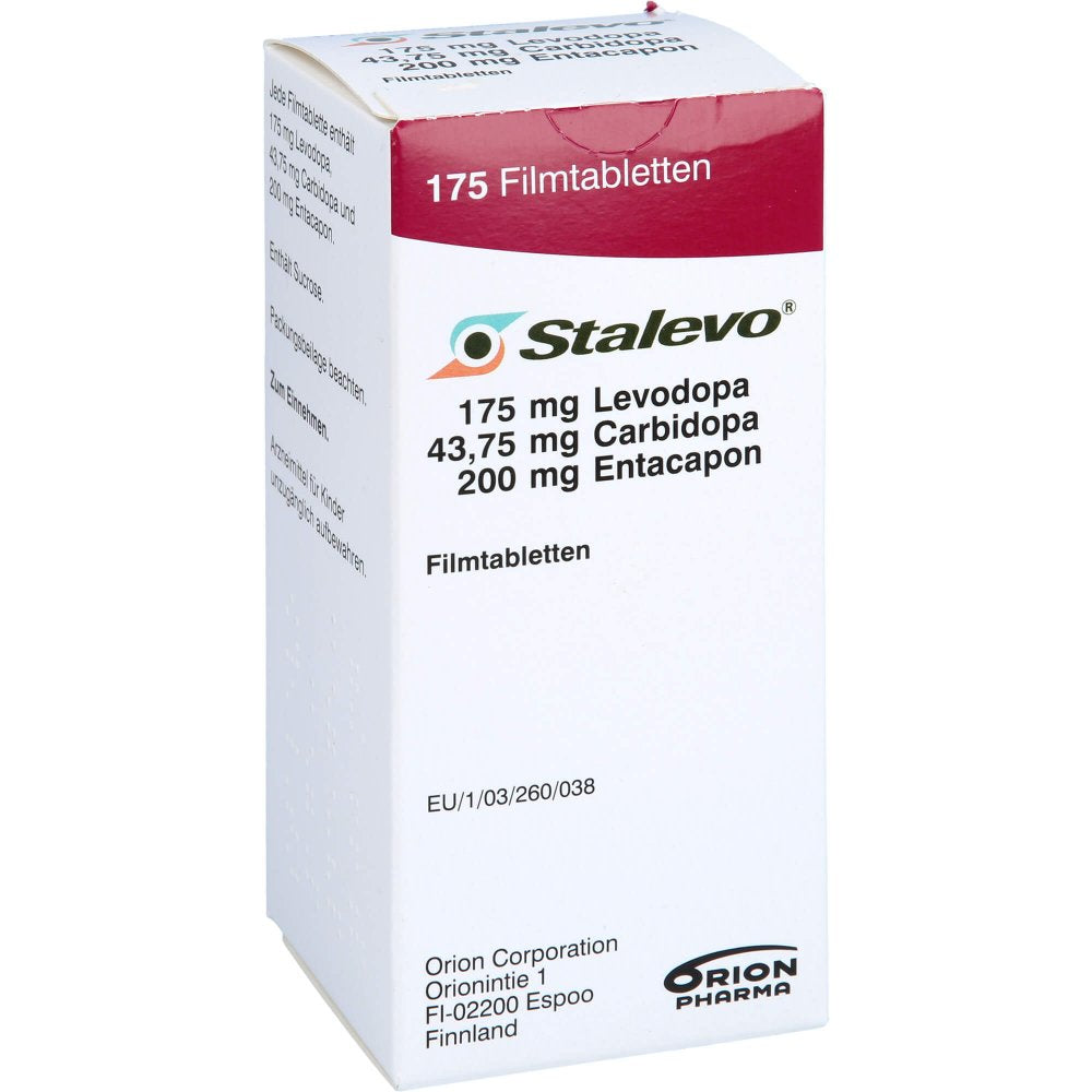Das Produktfoto zeigt Stalevo 175 Mg/43,75 Mg/200 Mg Filmtabletten (175 stk) PZN 09339065
