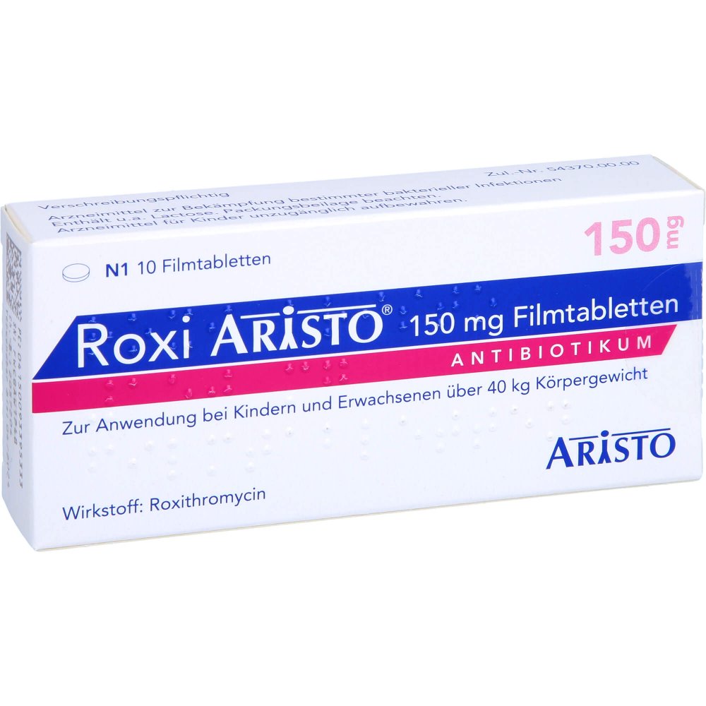 Das Produktfoto zeigt Roxi Aristo 150 Mg Filmtabletten (10 stk) PZN 09339533