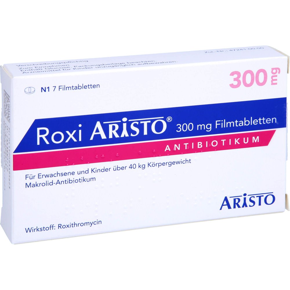 Das Produktfoto zeigt Roxi Aristo 300 Mg Filmtabletten (7 stk) PZN 09339562