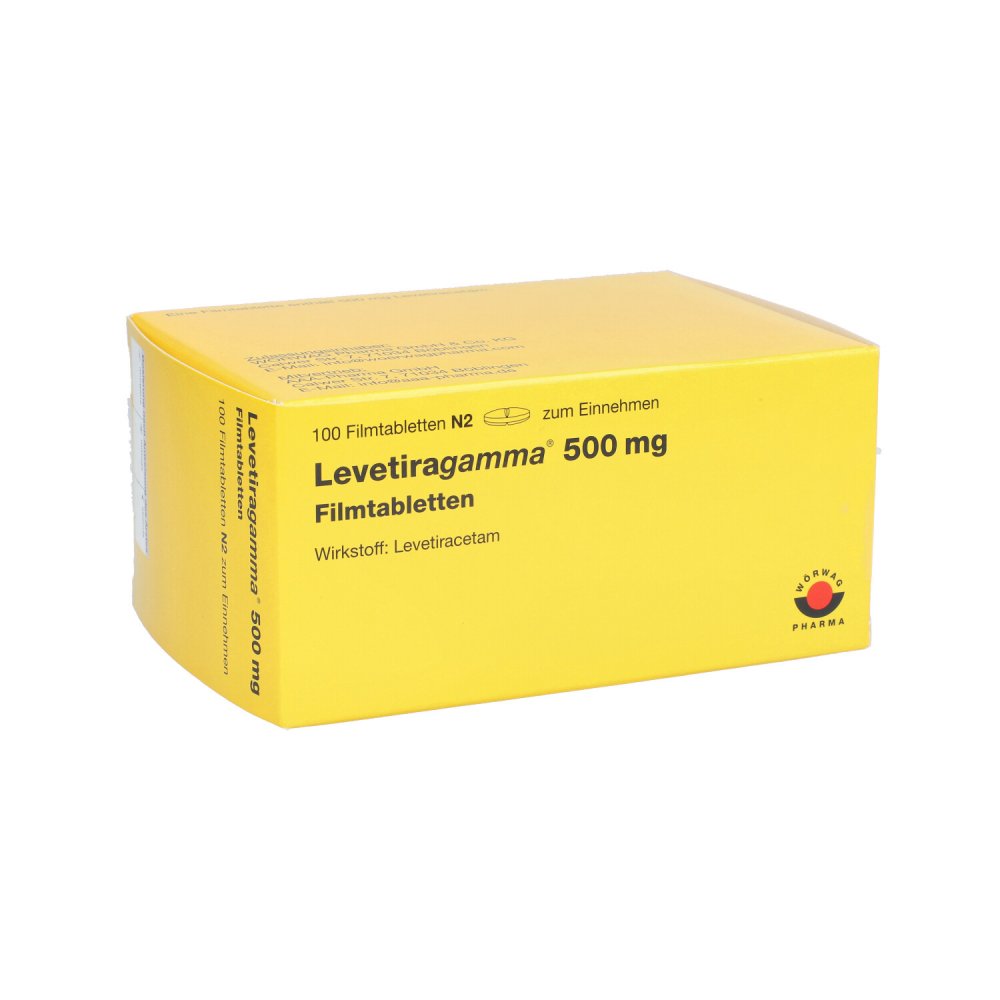 Das Produktfoto zeigt Levetiragamma 500 Mg Filmtabletten (100 stk) PZN 09381446