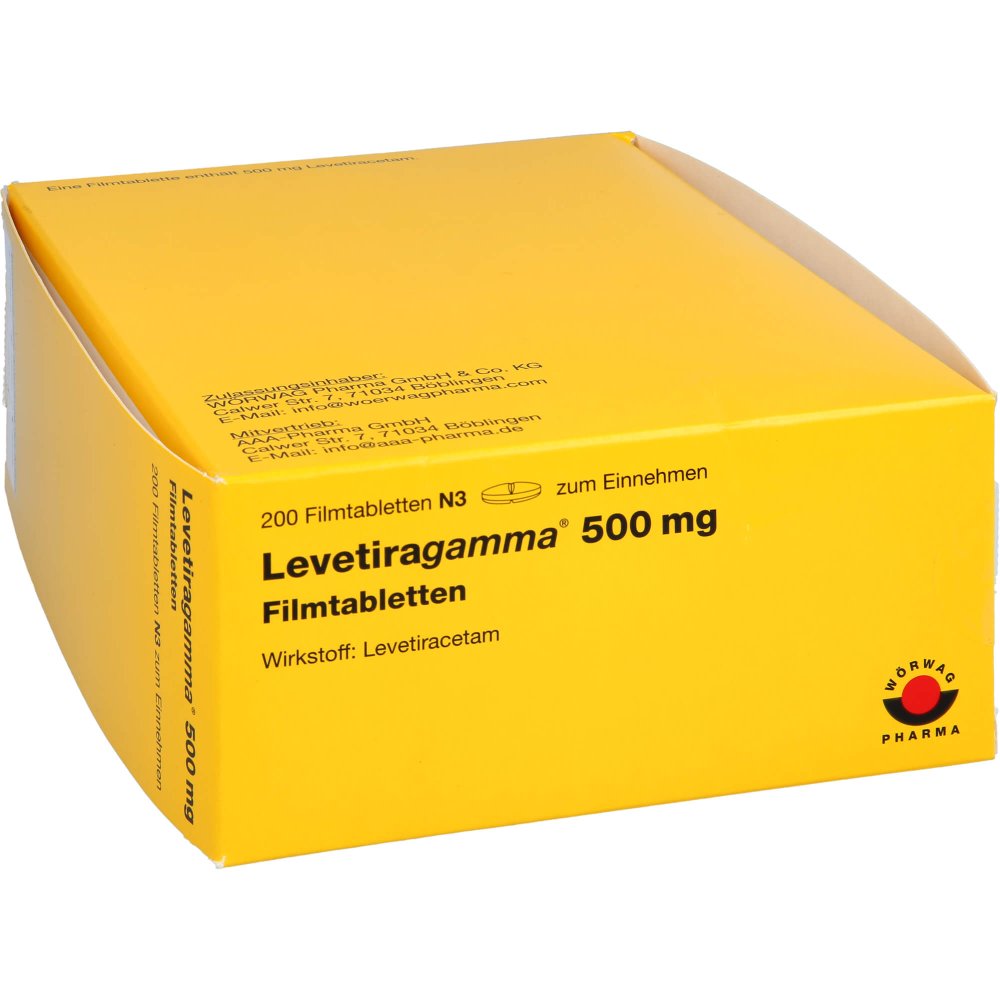 Das Produktfoto zeigt Levetiragamma 500 Mg Filmtabletten (200 stk) PZN 09381452