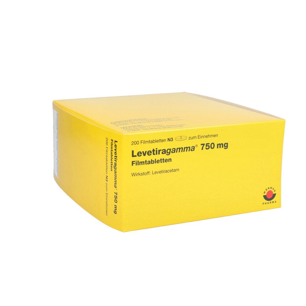 Das Produktfoto zeigt Levetiragamma 750 Mg Filmtabletten (200 stk) PZN 09381481