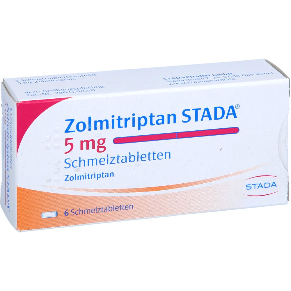 Das Produktfoto zeigt Zolmitriptan Stada 5 Mg Schmelztabletten (6 stk) PZN 09389637