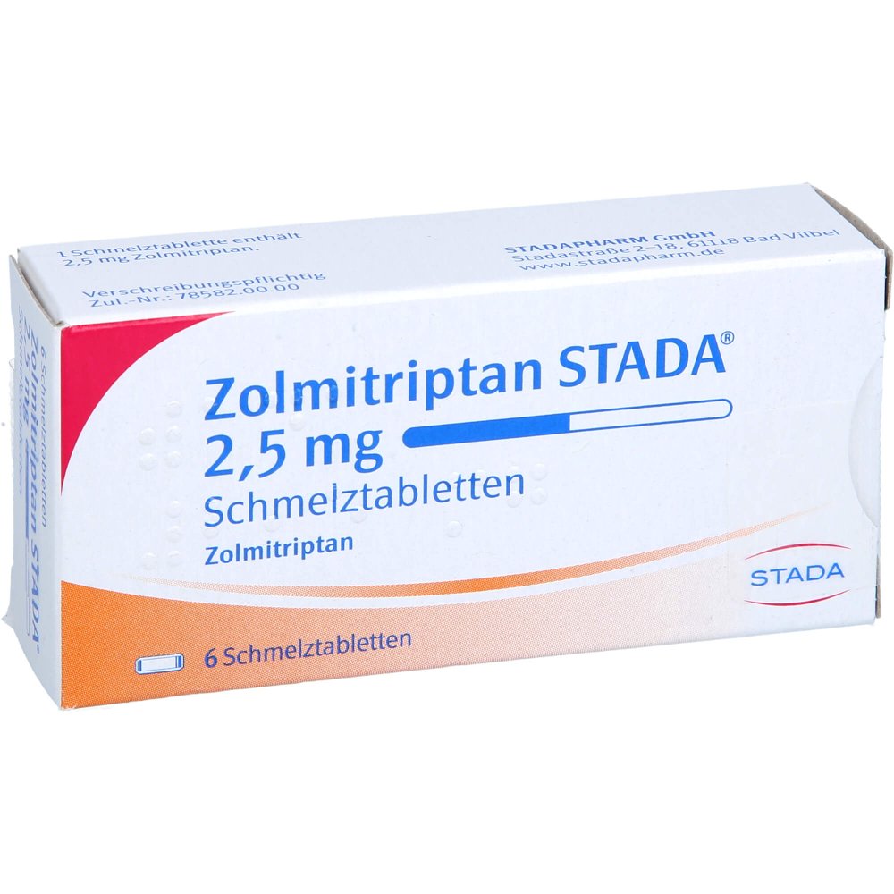 Das Produktfoto zeigt Zolmitriptan Stada 2,5 Mg Schmelztabletten (6 stk) PZN 09389672