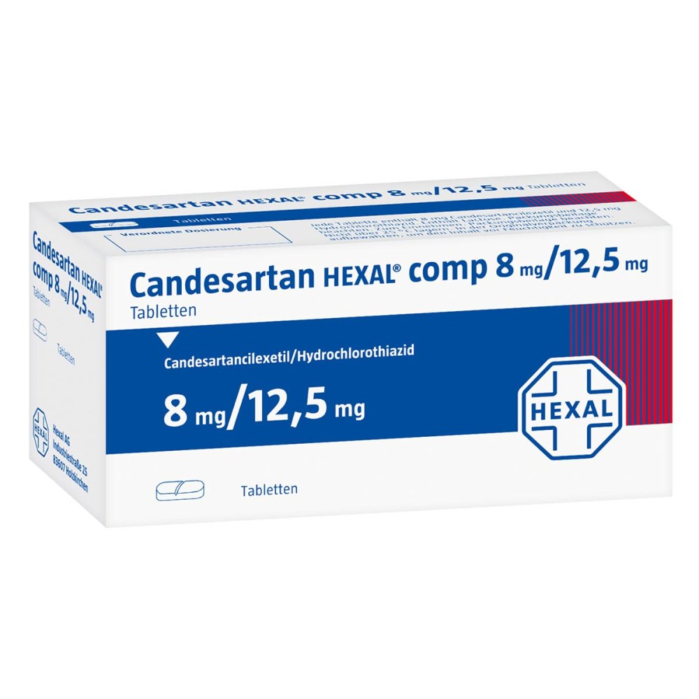 Das Produktfoto zeigt Candesartan Hexal Comp 8 Mg/12,5 Mg Tabletten (98 stk) PZN 09390706
