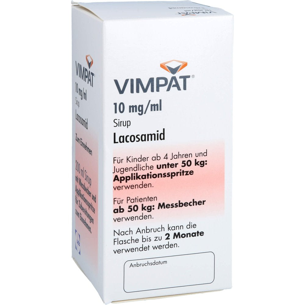 Das Produktfoto zeigt Vimpat 10 Mg/Ml Sirup (200 ml) PZN 09391887