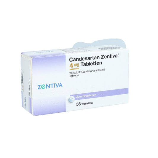Das Produktfoto zeigt Candesartan Zentiva 4 Mg Tabletten (56 stk) PZN 09392183