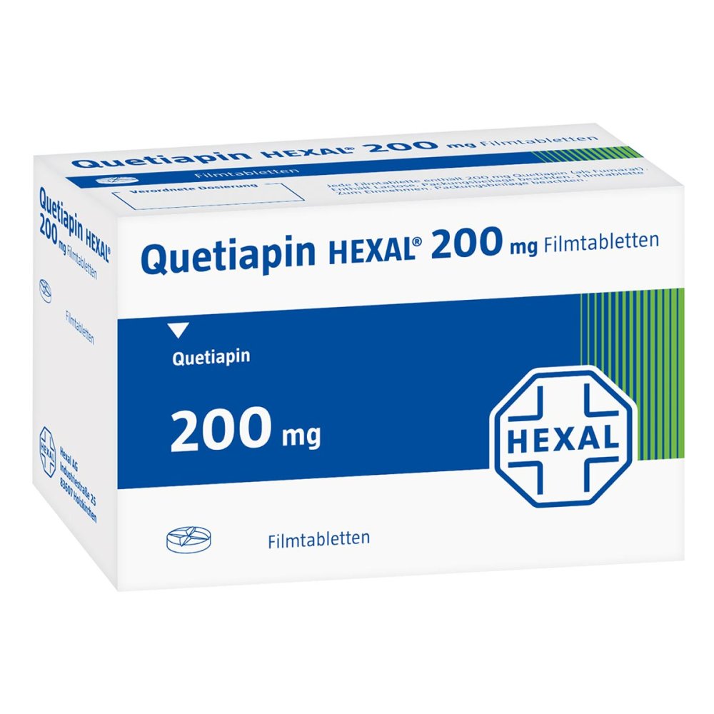 Das Produktfoto zeigt Quetiapin Hexal 200 Mg Filmtabletten (10 stk) PZN 09422688
